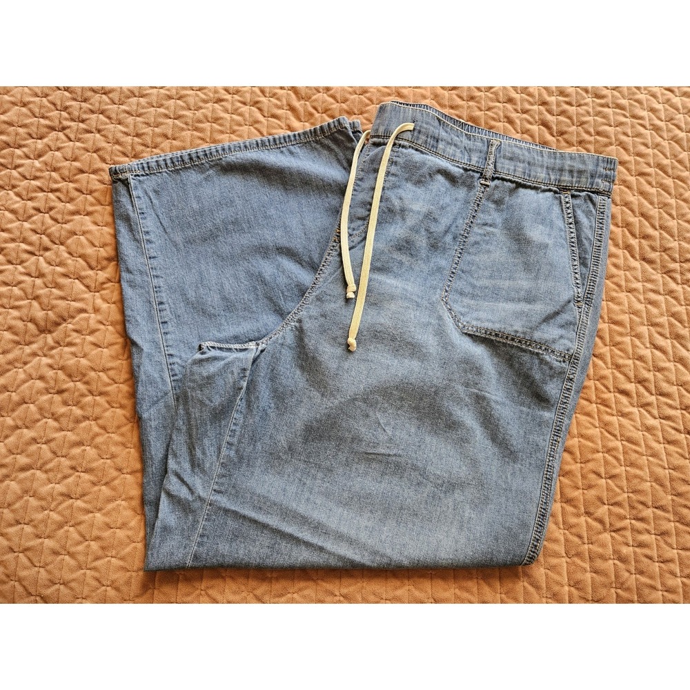 NWOT Torrid 100% Cotton Elastic Waist w/Drawstrings Tall Blue Jeans, Plus 4XLT